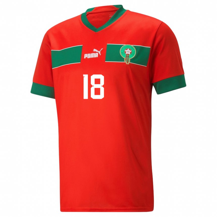 Hombre Camiseta Marruecos Amine Harit #18 Rojo 1ª Equipación 22-24 La Camisa México