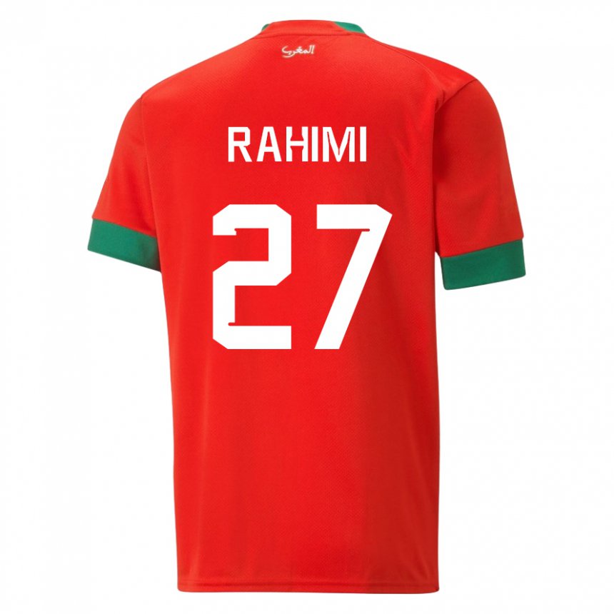 Hombre Camiseta Marruecos Soufiane Rahimi #27 Rojo 1ª Equipación 22-24 La Camisa México