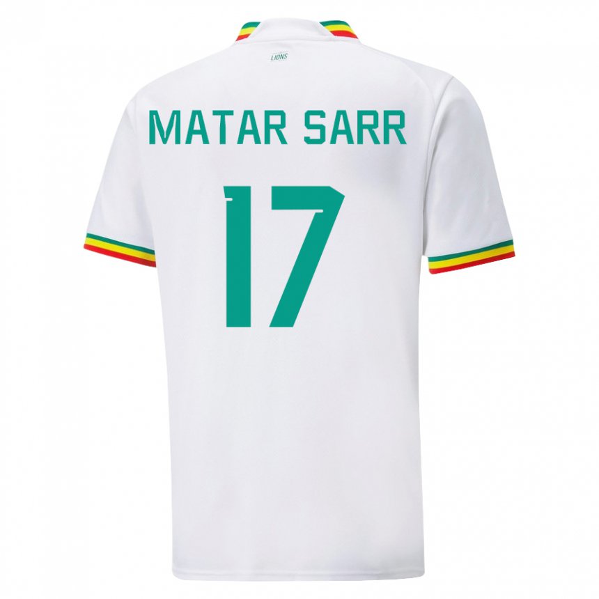 Hombre Camiseta Senegal Pape Matar Sarr #17 Blanco 1ª Equipación 22-24 La Camisa México