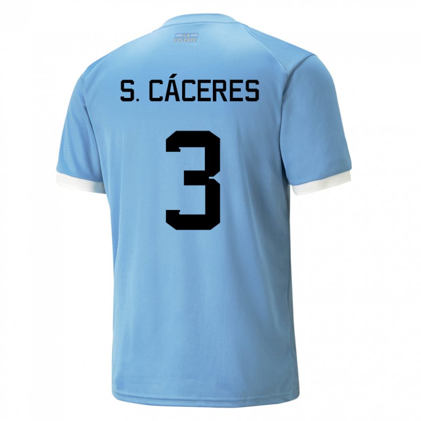 Hombre Camiseta Uruguay Sebastian Caceres #3 Azul 1ª Equipación 22-24 La Camisa México