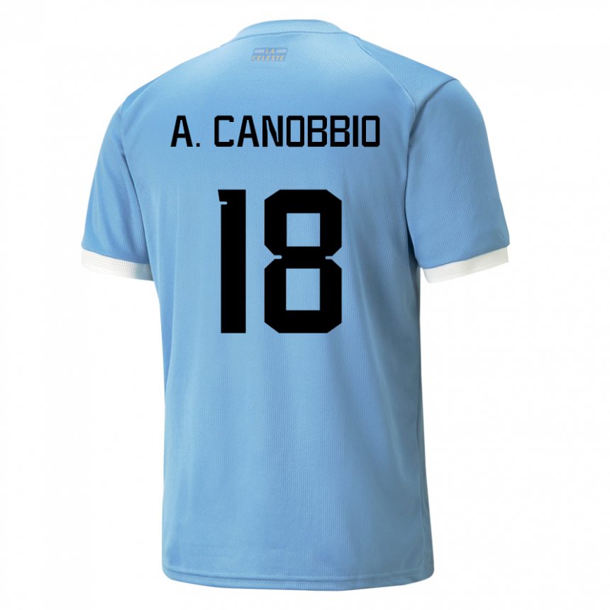 Hombre Camiseta Uruguay Agustin Canobbio #18 Azul 1ª Equipación 22-24 La Camisa México