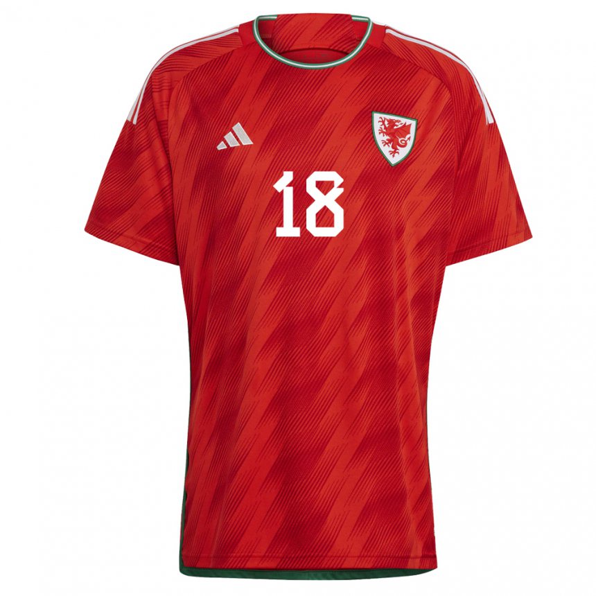 Hombre Camiseta Gales Jonathan Williams #18 Rojo 1ª Equipación 22-24 La Camisa México