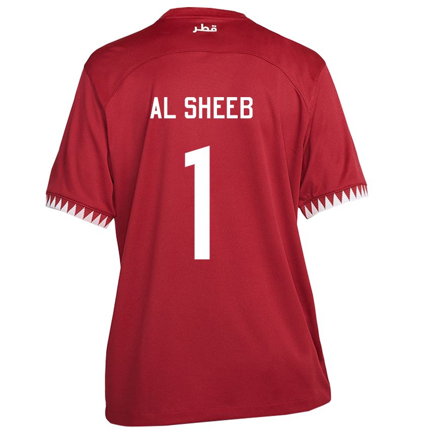 Hombre Camiseta Catar Saad Al Sheeb #1 Granate 1ª Equipación 22-24 La Camisa México