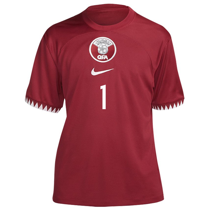 Hombre Camiseta Catar Saad Al Sheeb #1 Granate 1ª Equipación 22-24 La Camisa México