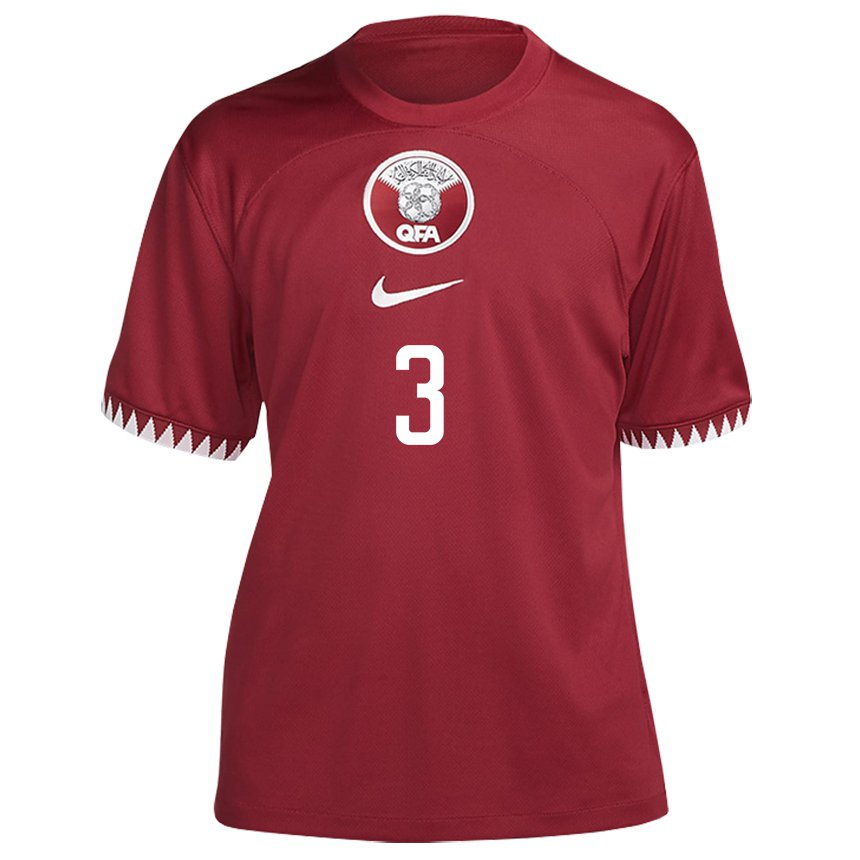 Hombre Camiseta Catar Abdelkarim Hassan #3 Granate 1ª Equipación 22-24 La Camisa México