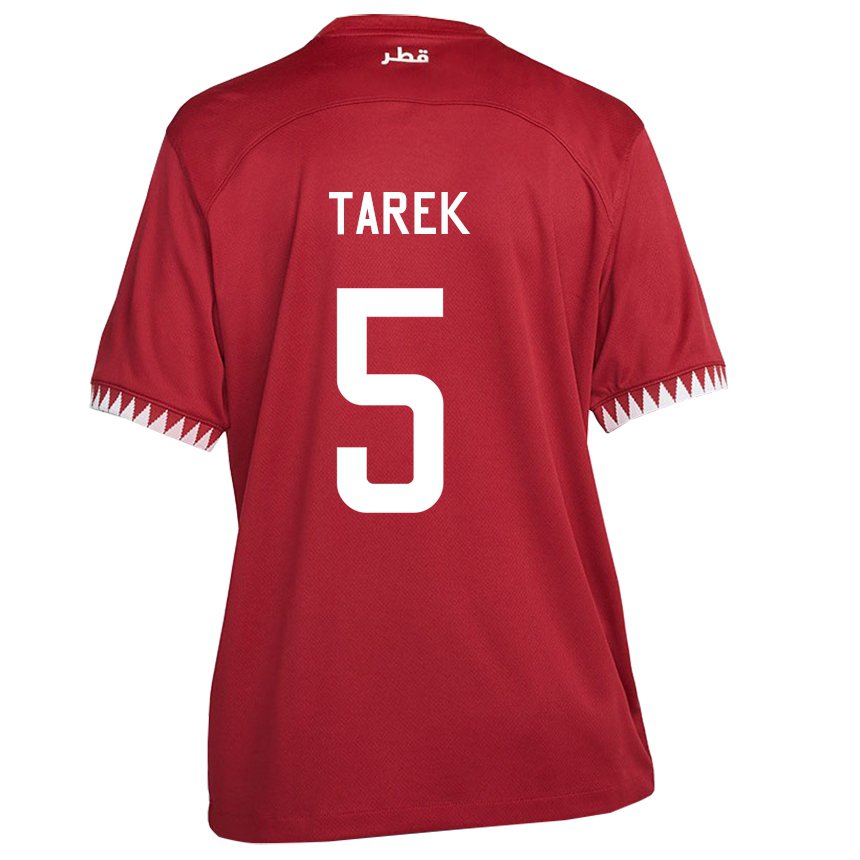 Hombre Camiseta Catar Tarek Salman #5 Granate 1ª Equipación 22-24 La Camisa México