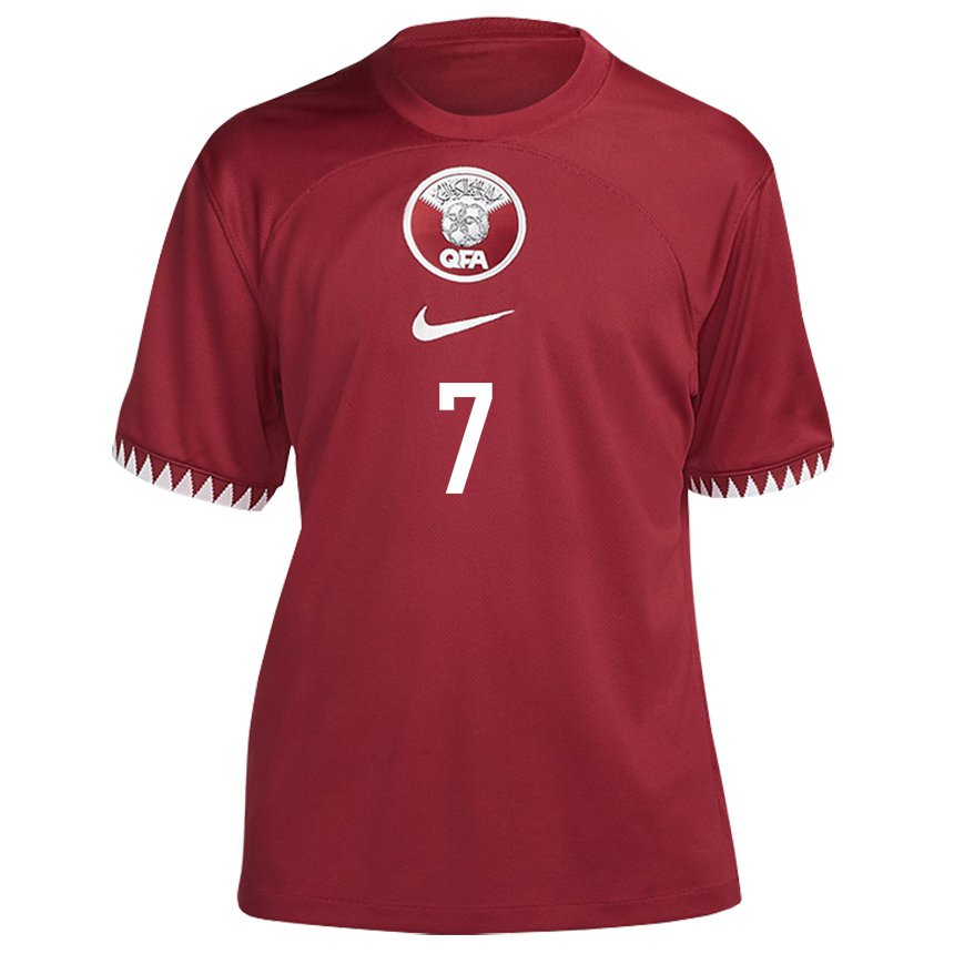 Hombre Camiseta Catar Ahmed Alaaeldin #7 Granate 1ª Equipación 22-24 La Camisa México