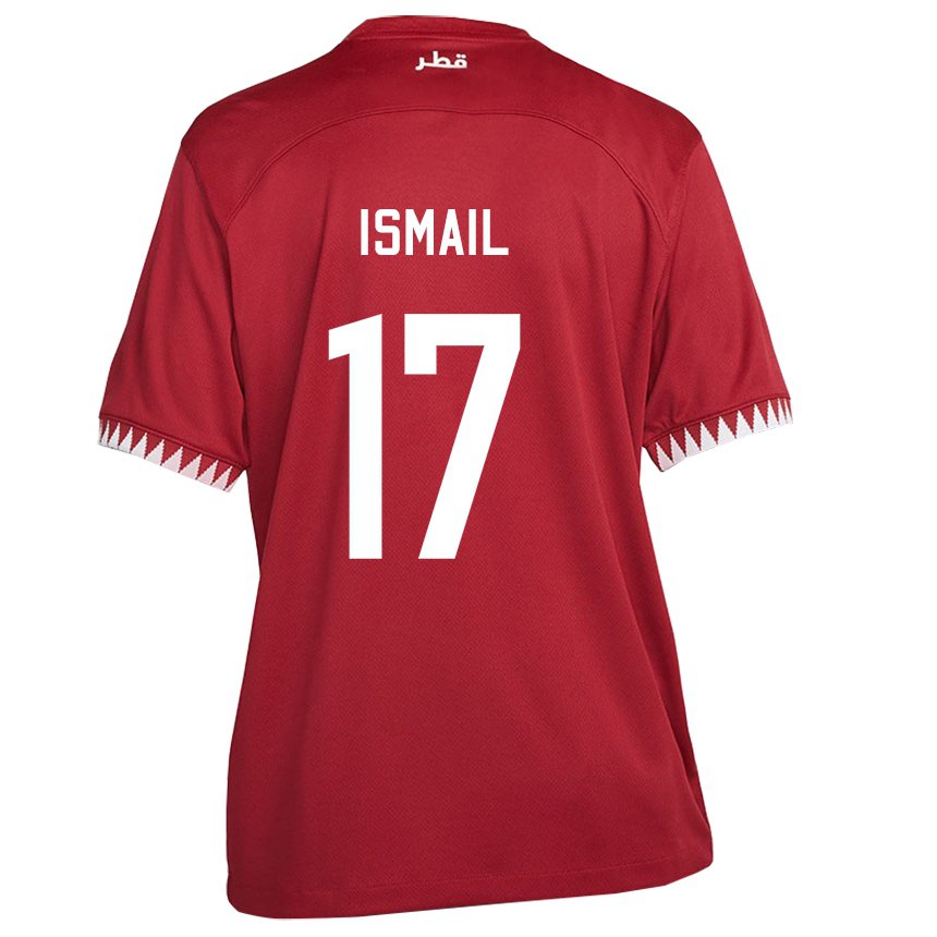 Hombre Camiseta Catar Ismail Mohamad #17 Granate 1ª Equipación 22-24 La Camisa México