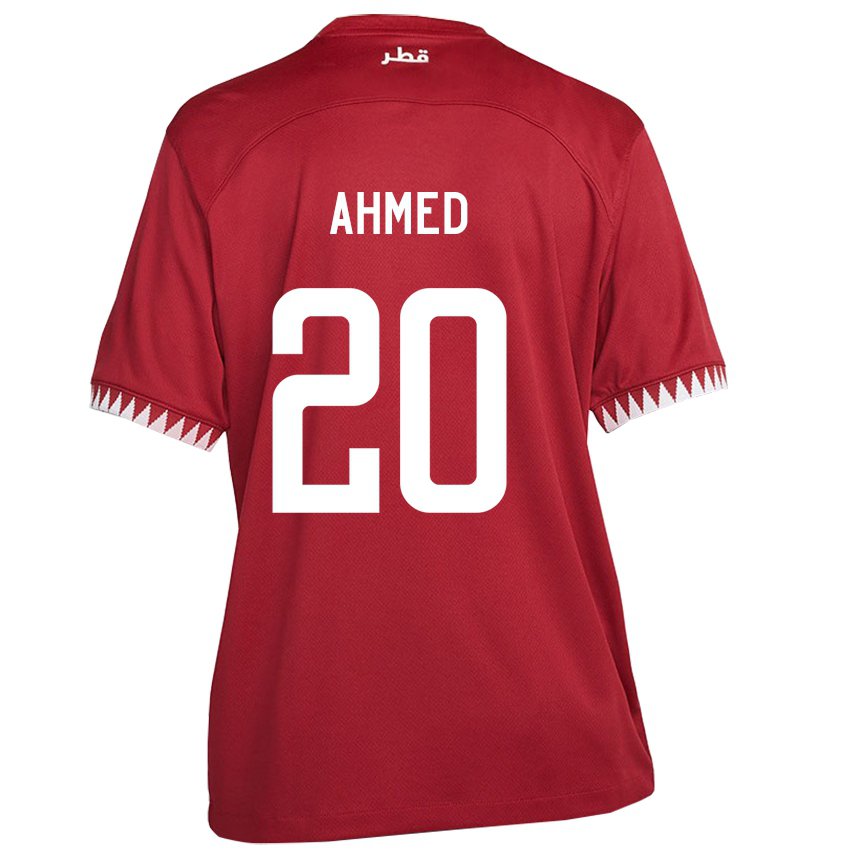 Hombre Camiseta Catar Ahmed Fadel Hasaba #20 Granate 1ª Equipación 22-24 La Camisa México