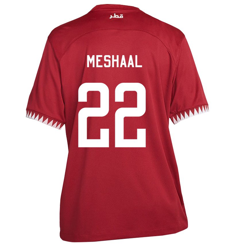 Hombre Camiseta Catar Meshaal Barsham #22 Granate 1ª Equipación 22-24 La Camisa México