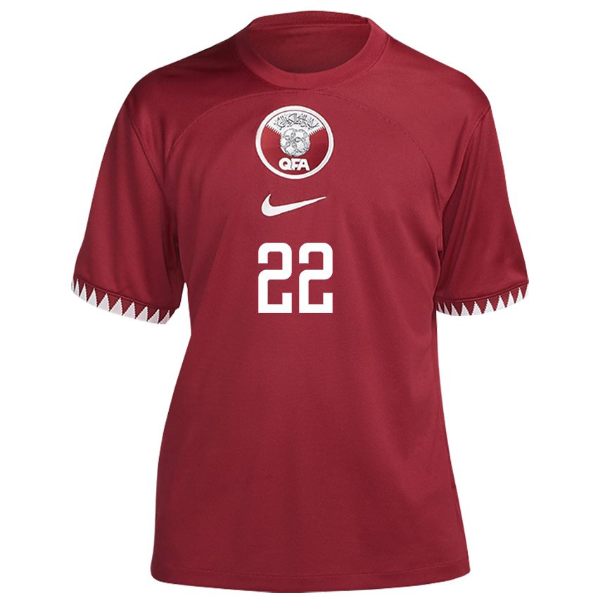 Hombre Camiseta Catar Meshaal Barsham #22 Granate 1ª Equipación 22-24 La Camisa México