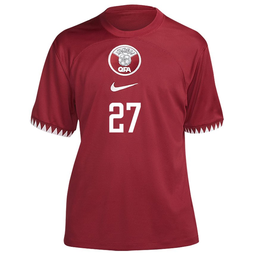 Hombre Camiseta Catar Ahmed Suhail #27 Granate 1ª Equipación 22-24 La Camisa México