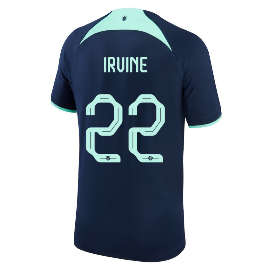 Hombre Camiseta Australia Jackson Irvine #22 Azul Oscuro 2ª Equipación 22-24 La Camisa México