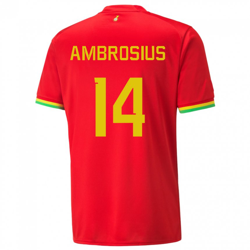 Hombre Camiseta Ghana Stephan Ambrosius #14 Rojo 2ª Equipación 22-24 La Camisa México