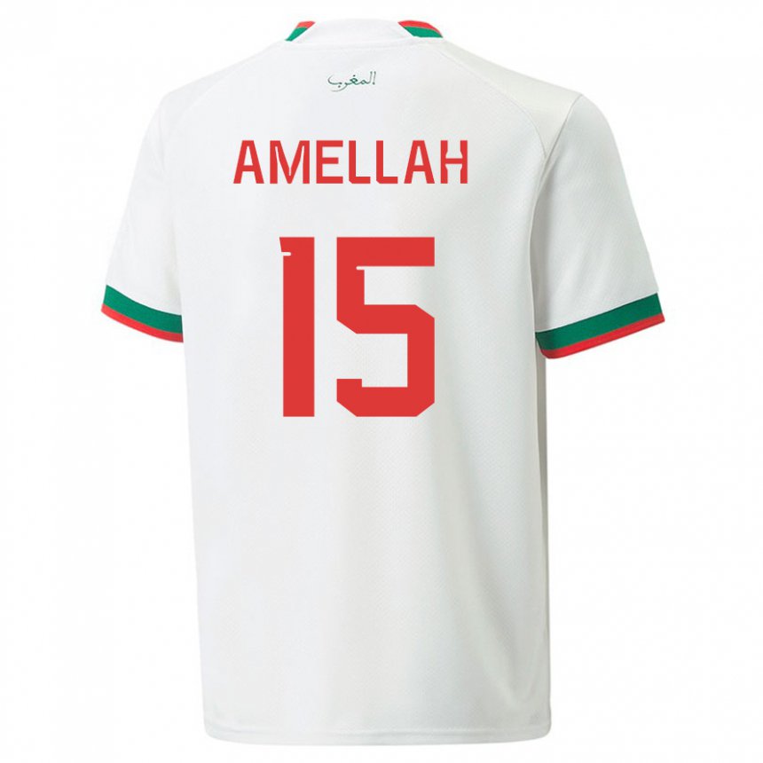 Hombre Camiseta Marruecos Selim Amellah #15 Blanco 2ª Equipación 22-24 La Camisa México