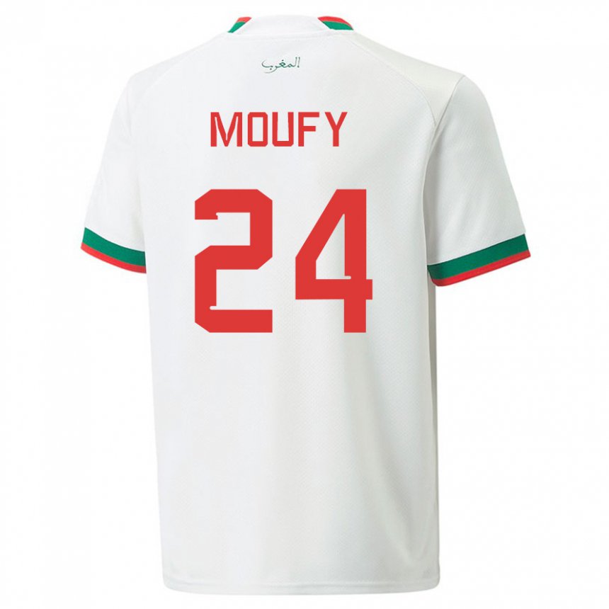 Hombre Camiseta Marruecos Fahd Moufy #24 Blanco 2ª Equipación 22-24 La Camisa México