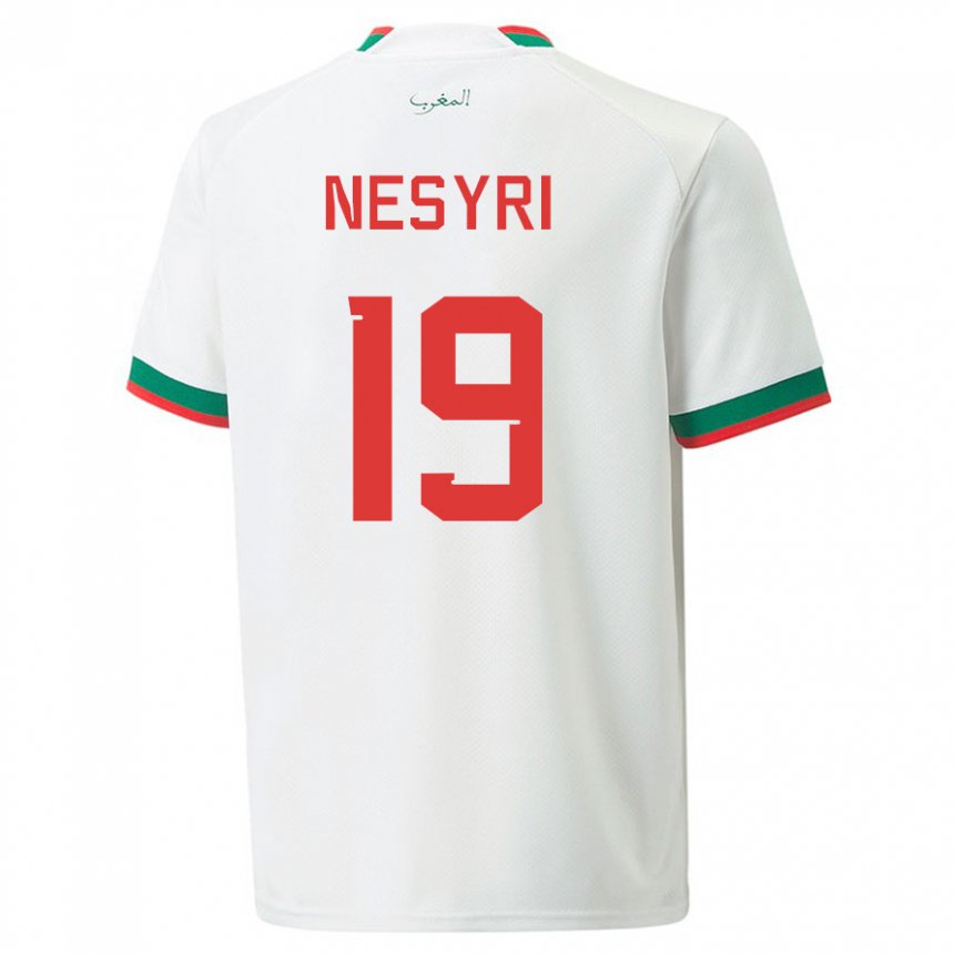 Hombre Camiseta Marruecos Youssef En-nesyri #19 Blanco 2ª Equipación 22-24 La Camisa México