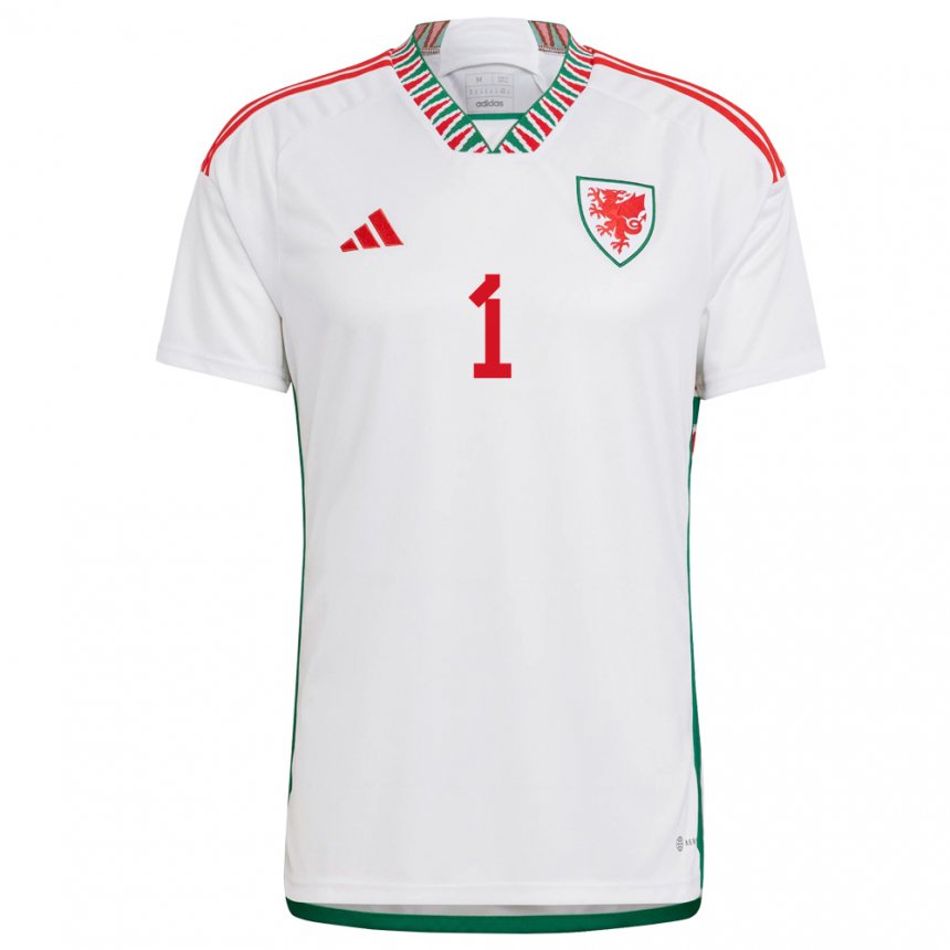 Hombre Camiseta Gales Wayne Hennessey #1 Blanco 2ª Equipación 22-24 La Camisa México