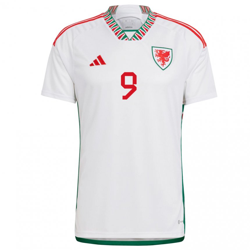 Hombre Camiseta Gales Brennan Johnson #9 Blanco 2ª Equipación 22-24 La Camisa México