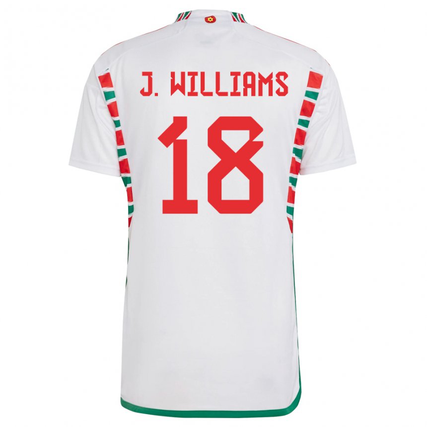 Hombre Camiseta Gales Jonathan Williams #18 Blanco 2ª Equipación 22-24 La Camisa México