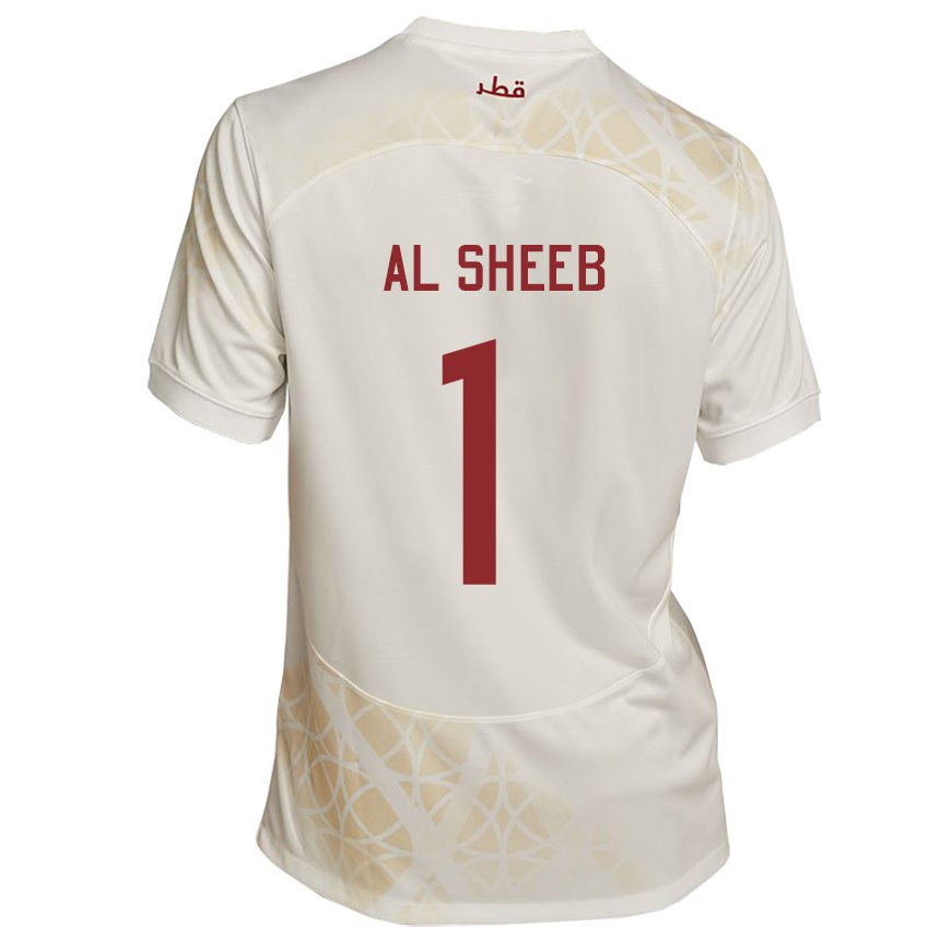 Hombre Camiseta Catar Saad Al Sheeb #1 Beis Dorado 2ª Equipación 22-24 La Camisa México