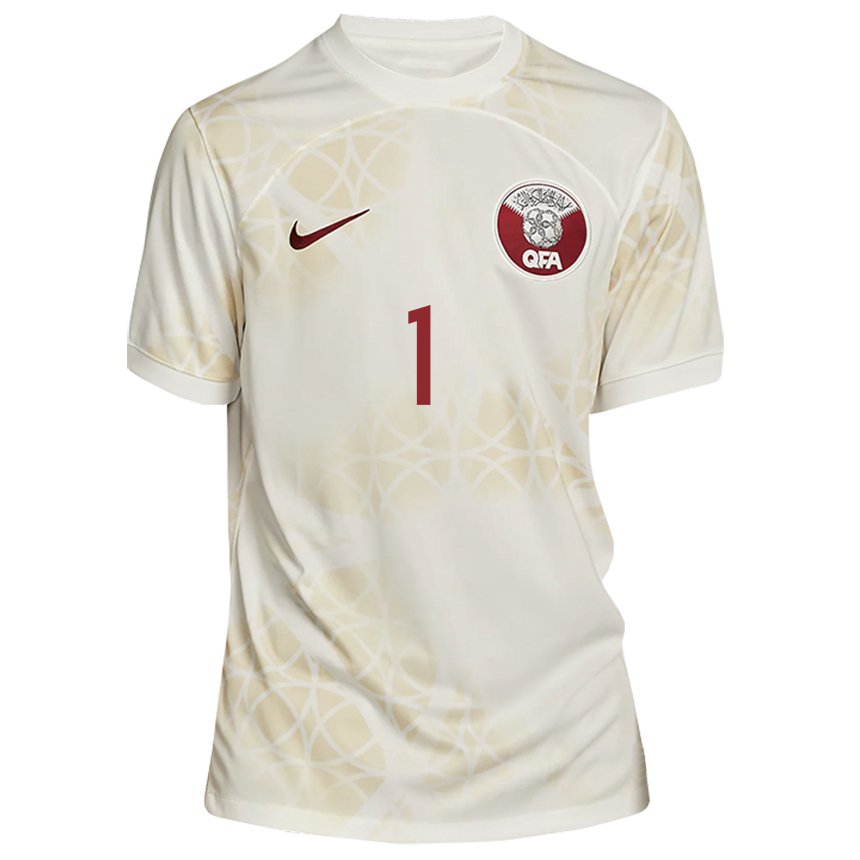 Hombre Camiseta Catar Saad Al Sheeb #1 Beis Dorado 2ª Equipación 22-24 La Camisa México