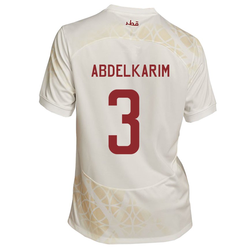 Hombre Camiseta Catar Abdelkarim Hassan #3 Beis Dorado 2ª Equipación 22-24 La Camisa México