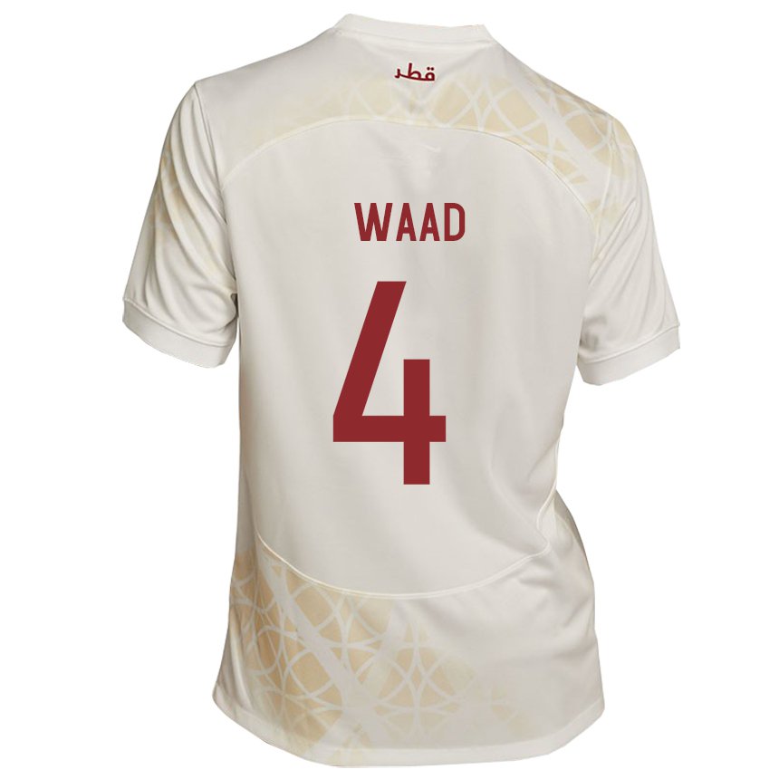 Hombre Camiseta Catar Mohammed Waad #4 Beis Dorado 2ª Equipación 22-24 La Camisa México