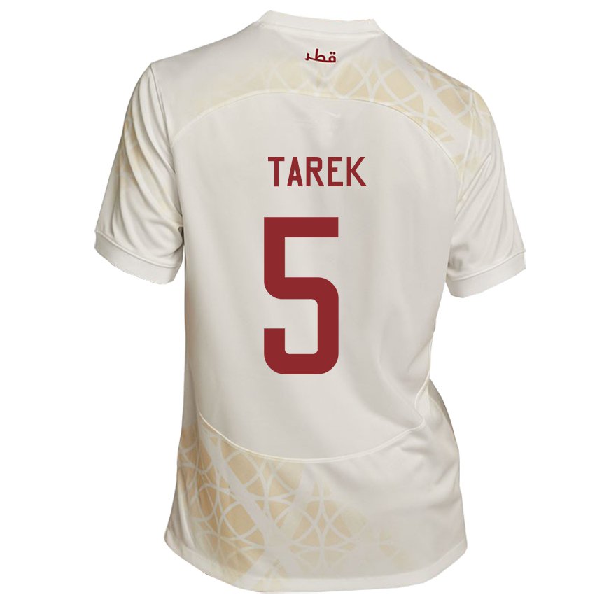 Hombre Camiseta Catar Tarek Salman #5 Beis Dorado 2ª Equipación 22-24 La Camisa México