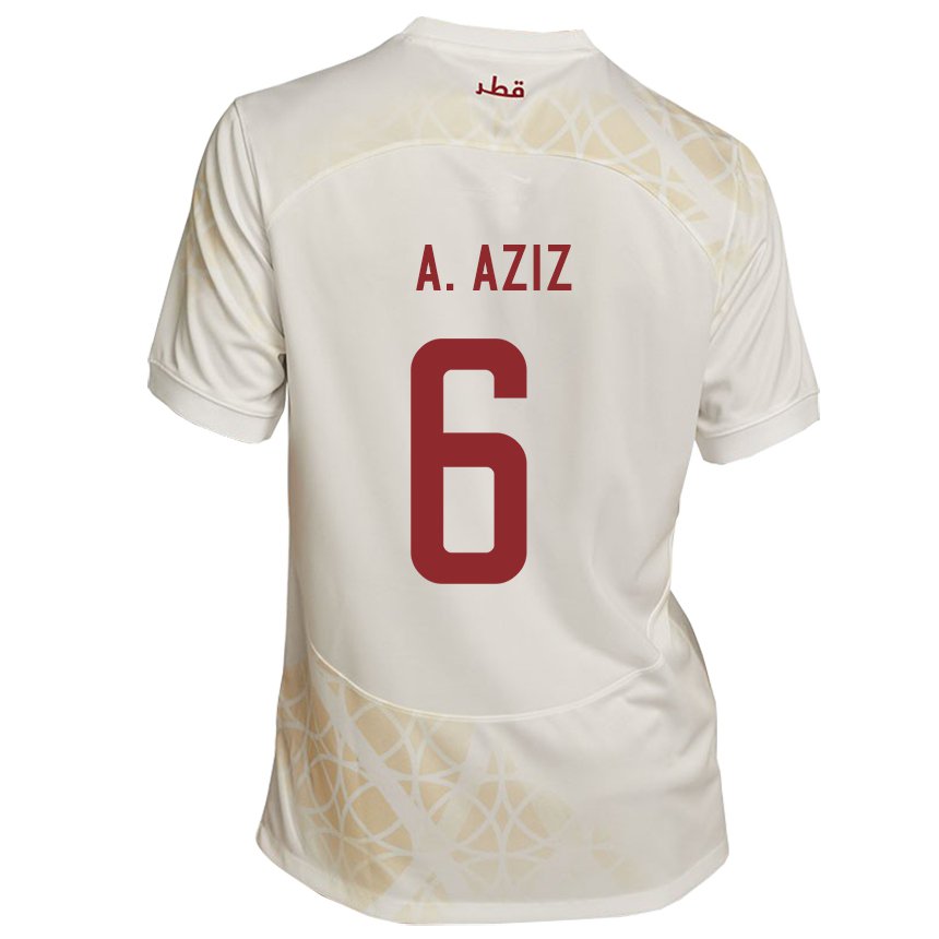 Hombre Camiseta Catar Abdulaziz Hatem #6 Beis Dorado 2ª Equipación 22-24 La Camisa México