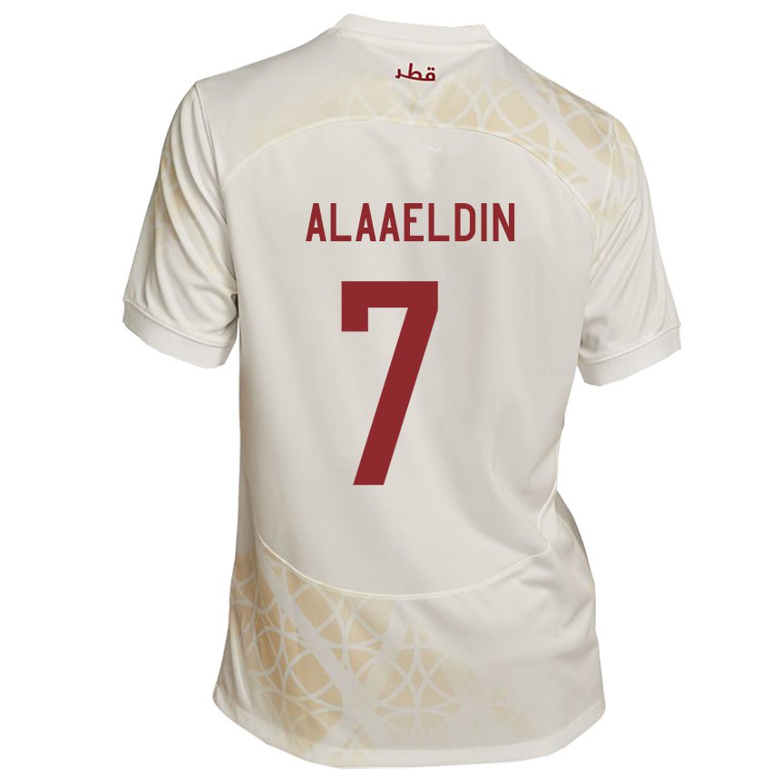 Hombre Camiseta Catar Ahmed Alaaeldin #7 Beis Dorado 2ª Equipación 22-24 La Camisa México