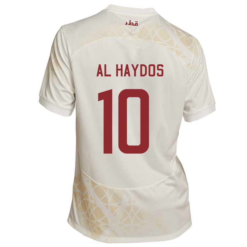 Hombre Camiseta Catar Hasan Al Haydos #10 Beis Dorado 2ª Equipación 22-24 La Camisa México