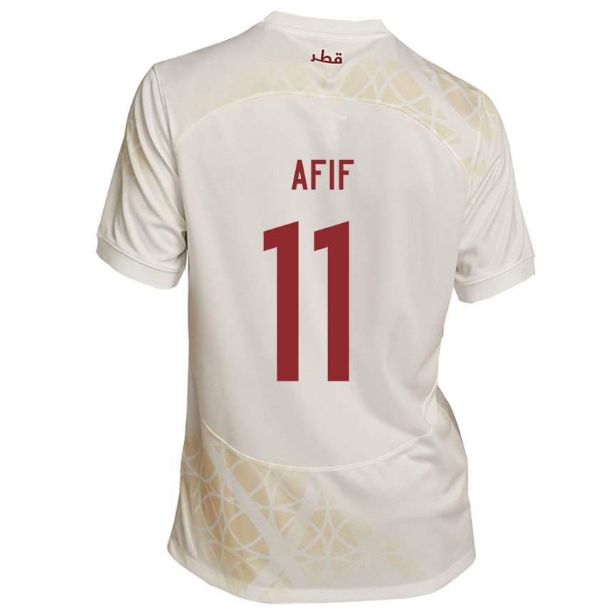 Hombre Camiseta Catar Akram Afif #11 Beis Dorado 2ª Equipación 22-24 La Camisa México