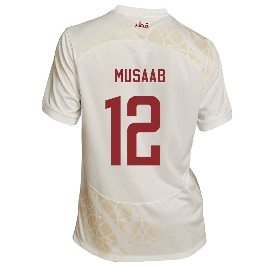 Hombre Camiseta Catar Musaab Khidir #12 Beis Dorado 2ª Equipación 22-24 La Camisa México