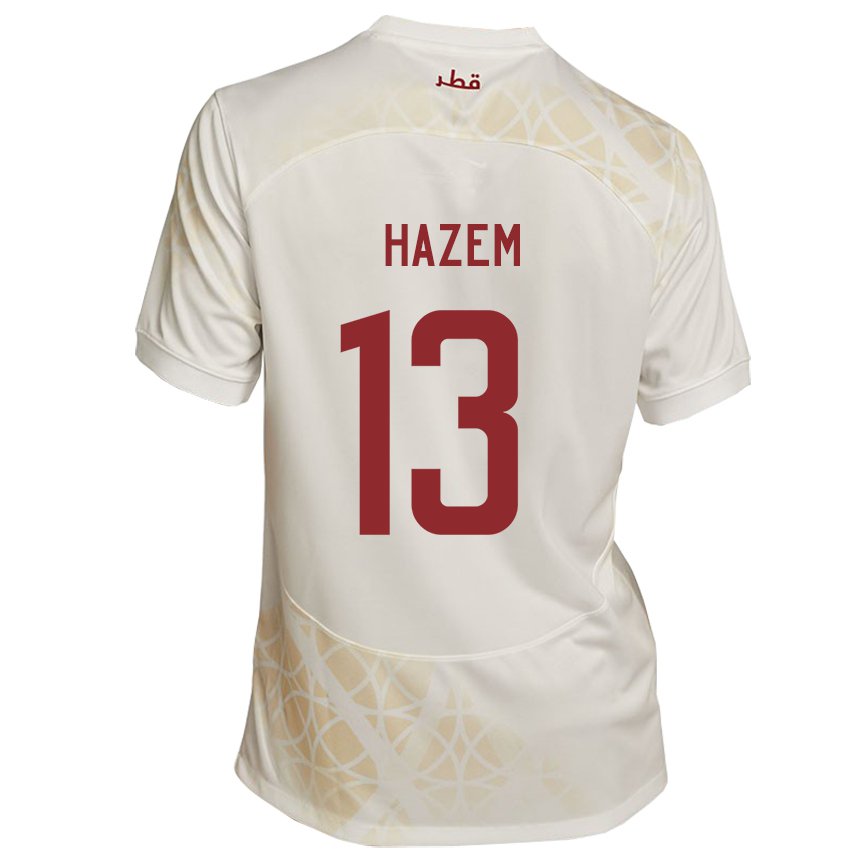 Hombre Camiseta Catar Hazem Shehata #13 Beis Dorado 2ª Equipación 22-24 La Camisa México