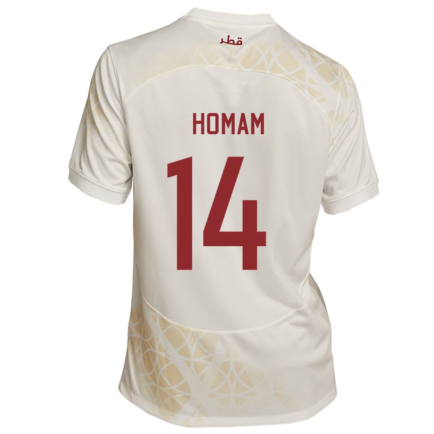 Hombre Camiseta Catar Homam Ahmed #14 Beis Dorado 2ª Equipación 22-24 La Camisa México