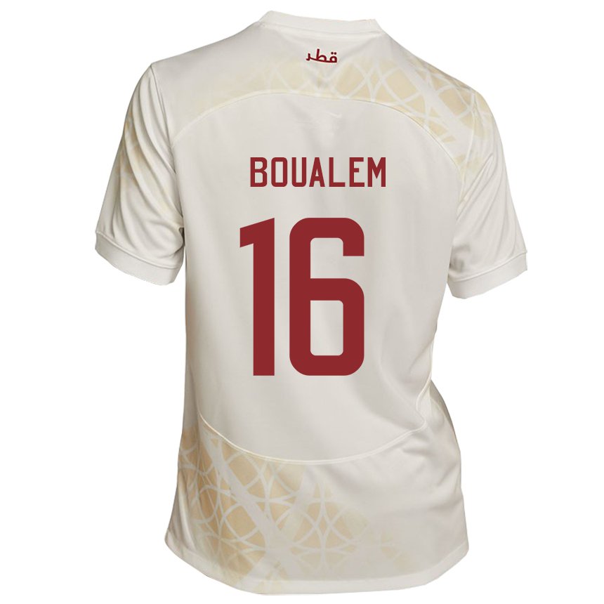 Hombre Camiseta Catar Boualem Khoukhi #16 Beis Dorado 2ª Equipación 22-24 La Camisa México