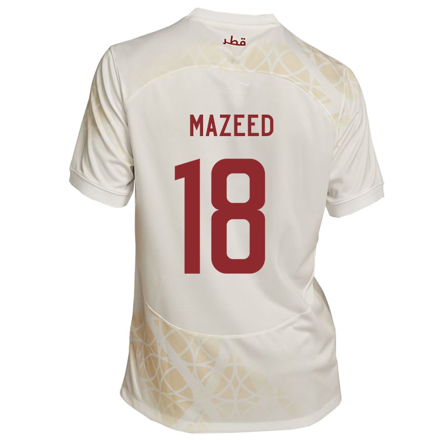 Hombre Camiseta Catar Khalid Muneer Ali #18 Beis Dorado 2ª Equipación 22-24 La Camisa México