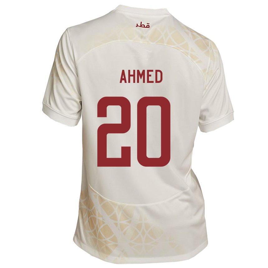 Hombre Camiseta Catar Ahmed Fadel Hasaba #20 Beis Dorado 2ª Equipación 22-24 La Camisa México