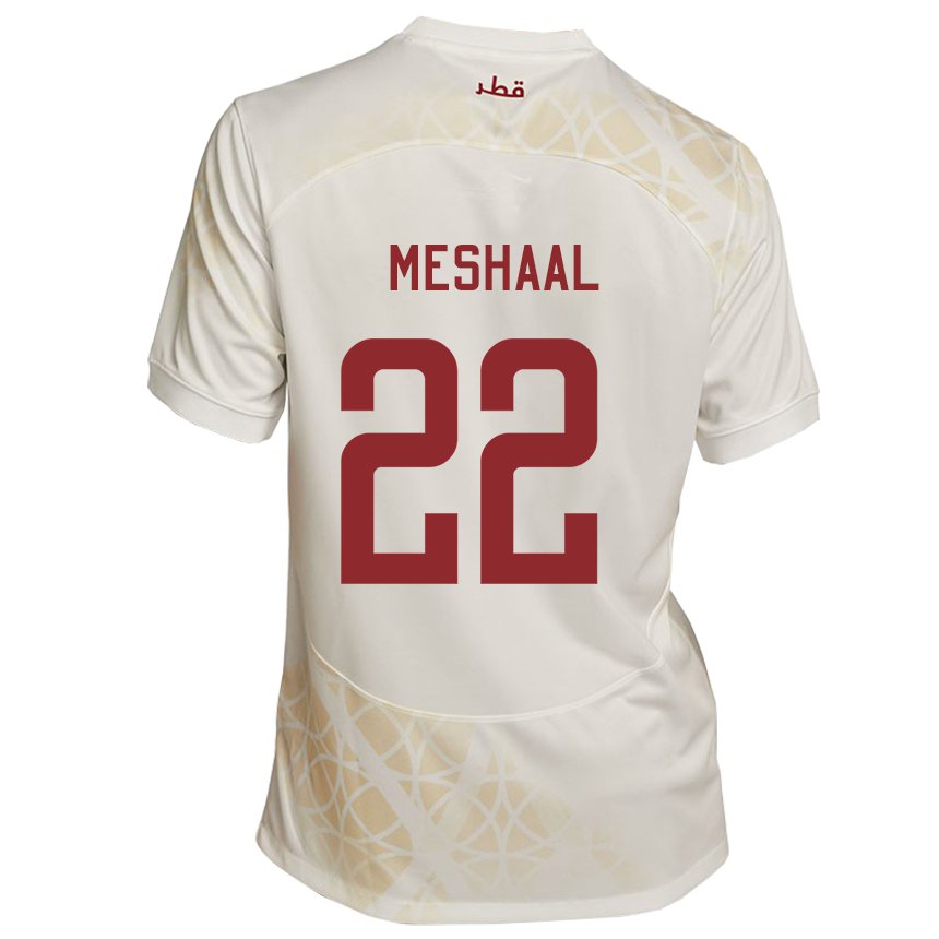 Hombre Camiseta Catar Meshaal Barsham #22 Beis Dorado 2ª Equipación 22-24 La Camisa México