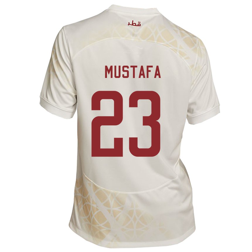 Hombre Camiseta Catar Mustafa Mashaal #23 Beis Dorado 2ª Equipación 22-24 La Camisa México