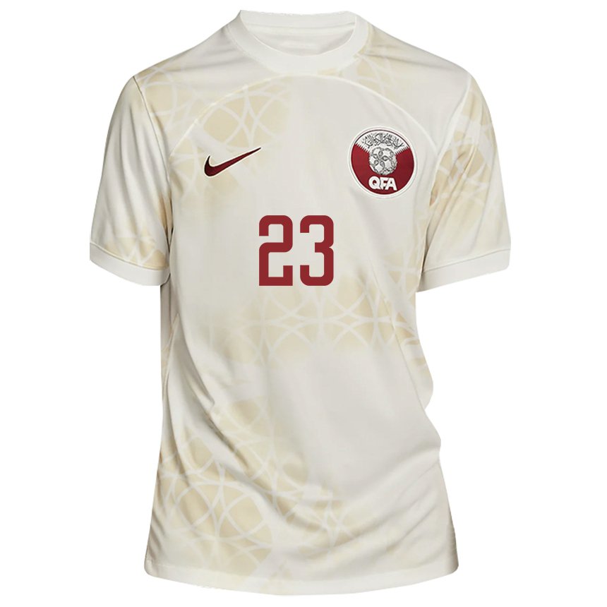 Hombre Camiseta Catar Mustafa Mashaal #23 Beis Dorado 2ª Equipación 22-24 La Camisa México