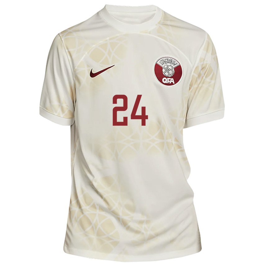 Hombre Camiseta Catar Naif Abdulraheem Al Hadhrami #24 Beis Dorado 2ª Equipación 22-24 La Camisa México