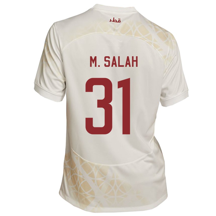 Hombre Camiseta Catar Salah Zakaria #31 Beis Dorado 2ª Equipación 22-24 La Camisa México