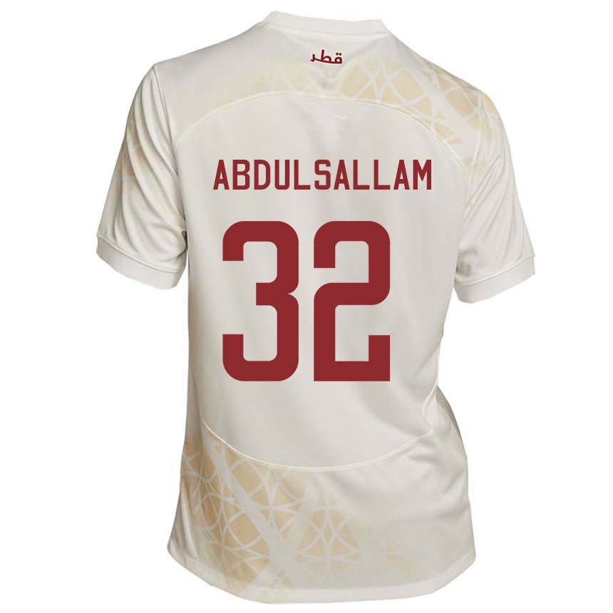 Hombre Camiseta Catar Jassem Gaber Abdulsallam #32 Beis Dorado 2ª Equipación 22-24 La Camisa México