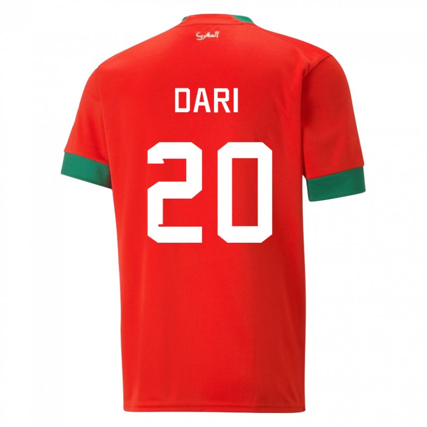 Mujer Camiseta Marruecos Achraf Dari #20 Rojo 1ª Equipación 22-24 La Camisa México