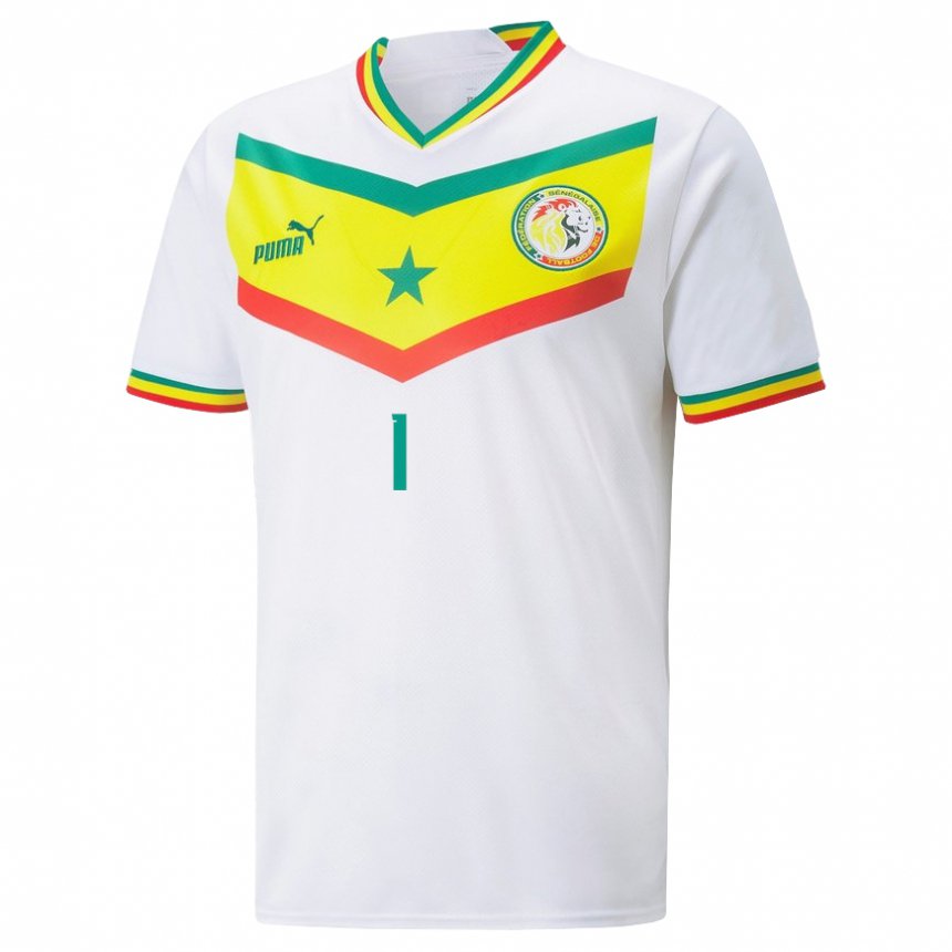 Mujer Camiseta Senegal Timothy Dieng #1 Blanco 1ª Equipación 22-24 La Camisa México