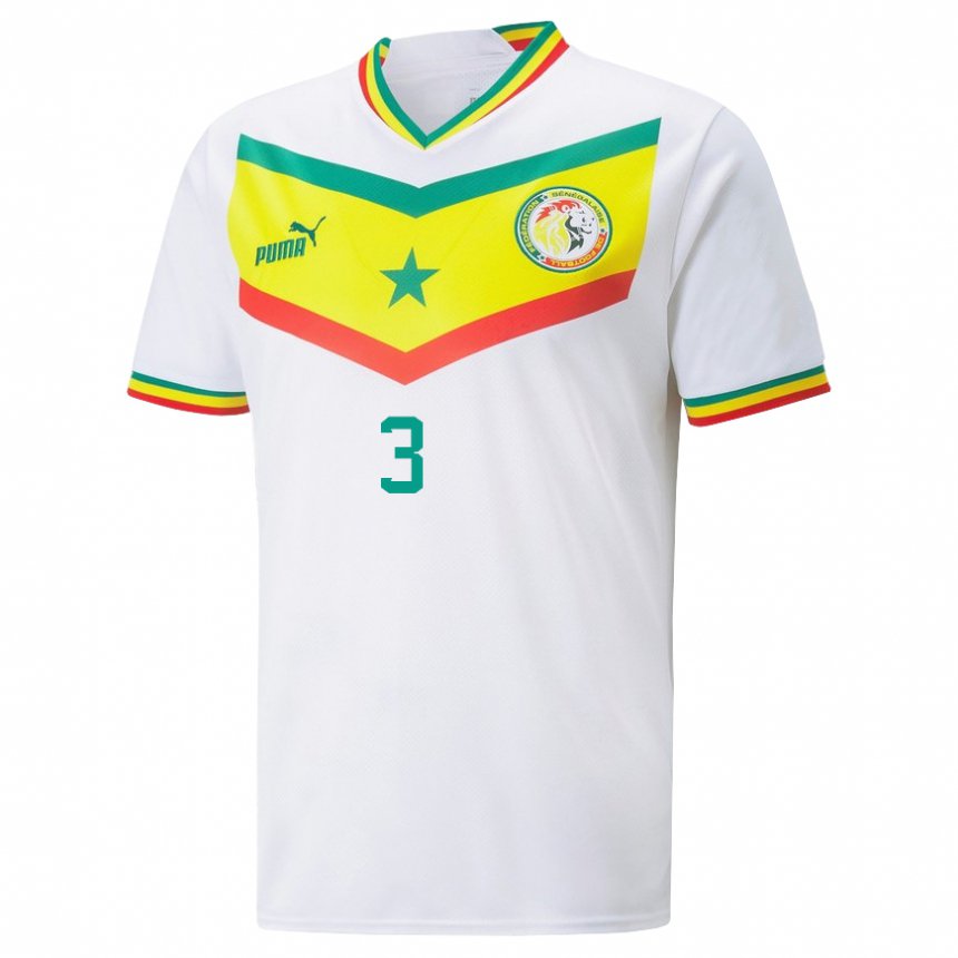 Mujer Camiseta Senegal Kalidou Koulibaly #3 Blanco 1ª Equipación 22-24 La Camisa México