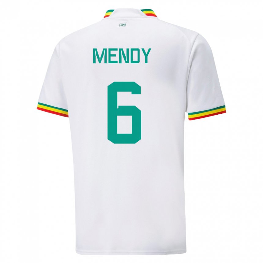 Mujer Camiseta Senegal Nampalys Mendy #6 Blanco 1ª Equipación 22-24 La Camisa México