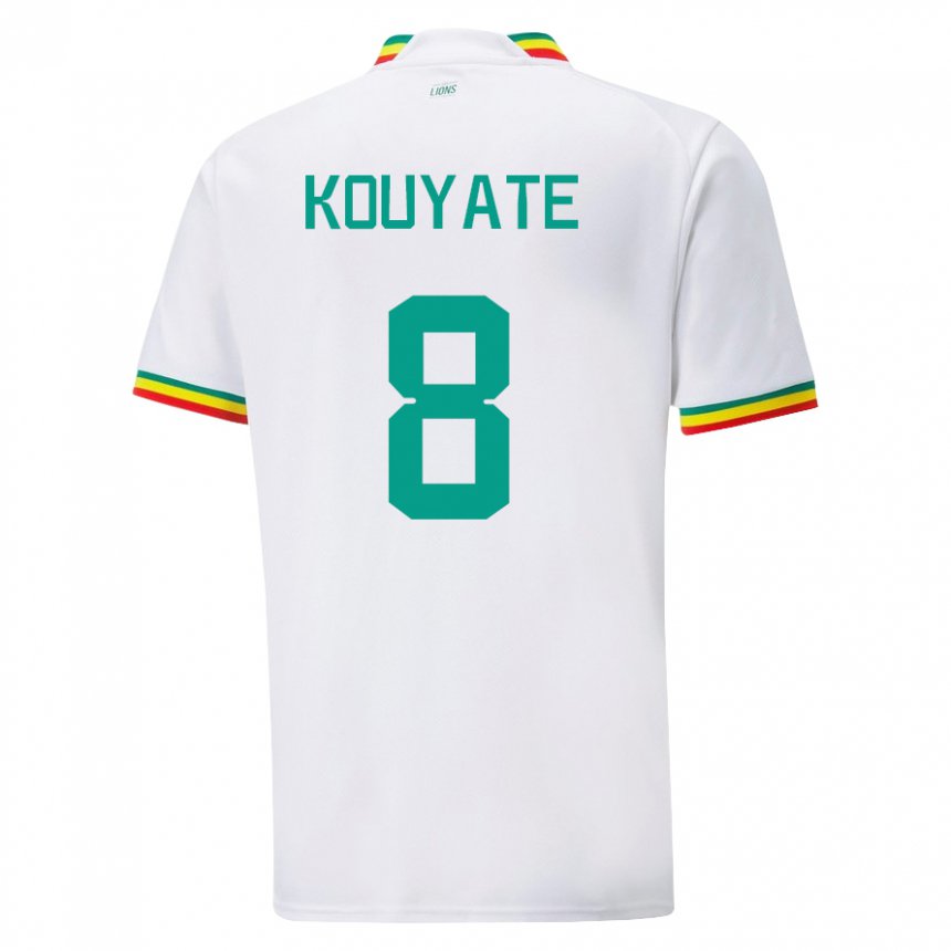 Mujer Camiseta Senegal Cheikhou Kouyate #8 Blanco 1ª Equipación 22-24 La Camisa México